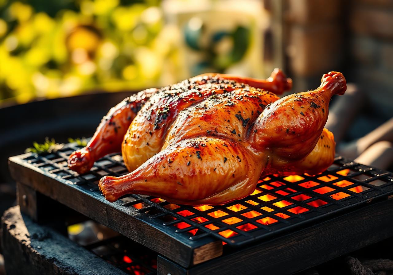 Frisches Grillhendl vom Grill